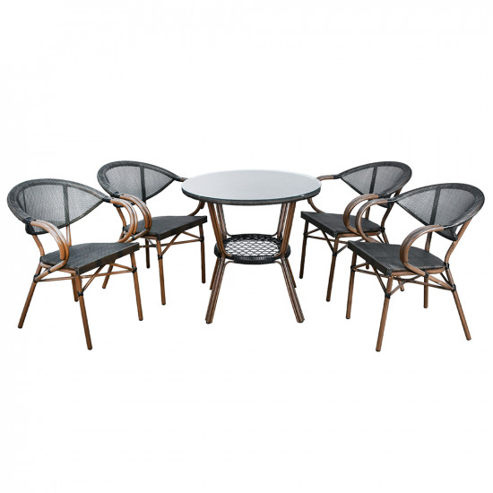 جلسة خارجية 4 مقاعد و طاولة بسطح زجاجي جلسة خارجية 4 مقاعد و طاولة بسطح زجاجي