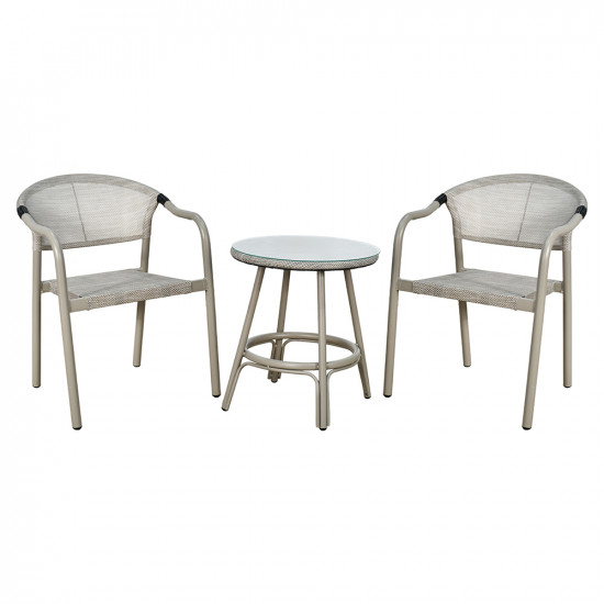 جلسة خارجية 2 مقعد و طاولة بسطح زجاجي جلسة خارجية 2 مقعد و طاولة بسطح زجاجي