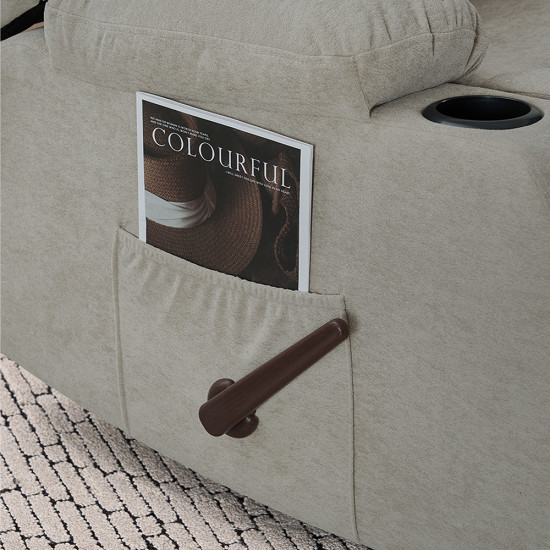 كرسي استرخاء هزاز دوار قماش بحامل جوال بيج غامق كرسي استرخاء هزاز دوار قماش بحامل جوال بيج غامق