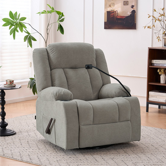 كرسي استرخاء هزاز دوار قماش بحامل جوال بيج غامق كرسي استرخاء هزاز دوار قماش بحامل جوال بيج غامق