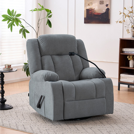 كرسي استرخاء هزاز دوار قماش بحامل جوال رمادي غامق كرسي استرخاء هزاز دوار قماش بحامل جوال رمادي غامق