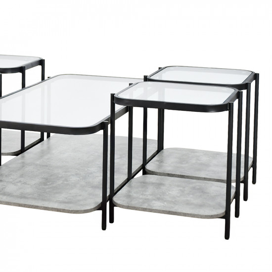 طقم طاولات خدمة 5 قطع 2 دور سطح زجاجي طقم طاولات خدمة 5 قطع 2 دور سطح زجاجي