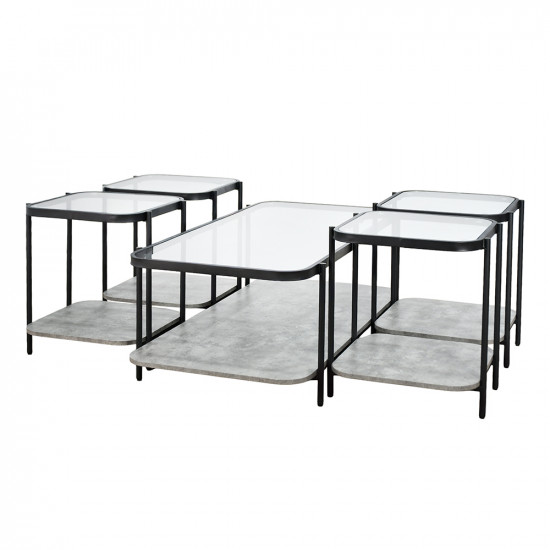 طقم طاولات خدمة 5 قطع 2 دور سطح زجاجي طقم طاولات خدمة 5 قطع 2 دور سطح زجاجي