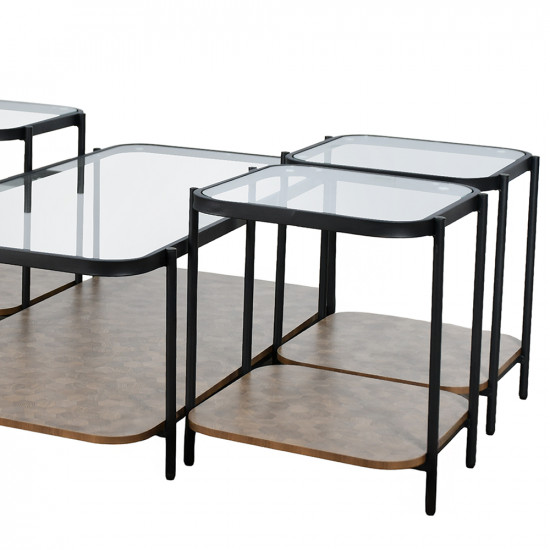 طقم طاولات خدمة 5 قطع 2 دور سطح زجاجي طقم طاولات خدمة 5 قطع 2 دور سطح زجاجي