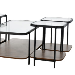 طقم طاولات خدمة 5 قطع 2 دور سطح زجاجي