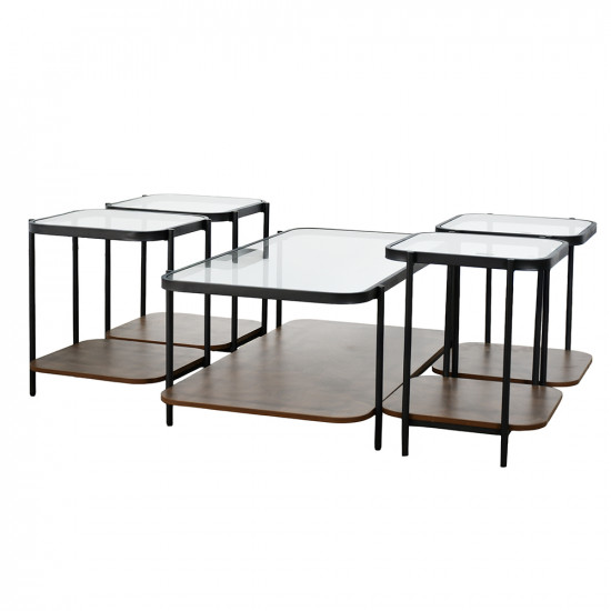 طقم طاولات خدمة 5 قطع 2 دور سطح زجاجي طقم طاولات خدمة 5 قطع 2 دور سطح زجاجي