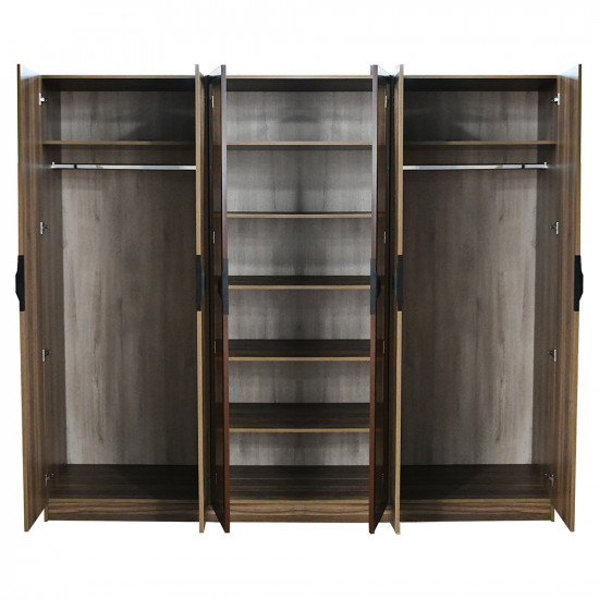 دولاب ملابس مودرن 6 باب خشب بأبواب زجاجية دولاب ملابس مودرن 6 باب خشب بأبواب زجاجية