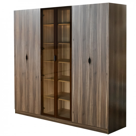 دولاب ملابس مودرن 6 باب خشب بأبواب زجاجية دولاب ملابس مودرن 6 باب خشب بأبواب زجاجية