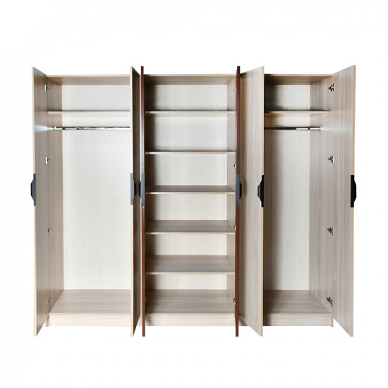 دولاب ملابس مودرن 6 باب خشب بأبواب زجاجية دولاب ملابس مودرن 6 باب خشب بأبواب زجاجية