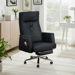 كرسي مكتب مودرن دوار جلد أسود كرسي مكتب مودرن دوار جلد أسود