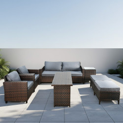 جلسة خارجية 6 مقاعد بطاولات مع تخزين رمادي جلسة خارجية 6 مقاعد بطاولات مع تخزين رمادي