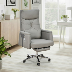 كرسي مكتب مودرن دوار جلد رمادي كرسي مكتب مودرن دوار جلد رمادي