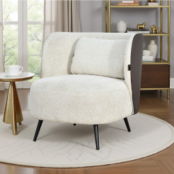 كرسي مفرد فخم مودرن قماش بظهر جلد بيج كرسي مفرد فخم مودرن قماش بظهر جلد بيج