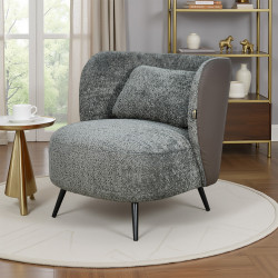 كرسي مفرد فخم مودرن قماش بظهر جلد رمادي غامق كرسي مفرد فخم مودرن قماش بظهر جلد رمادي غامق