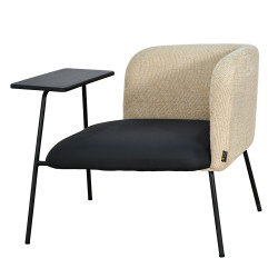 كرسي مفرد موردن جلد بظهر قماش مع طاولة مدمجة كرسي مفرد موردن جلد بظهر قماش مع طاولة مدمجة