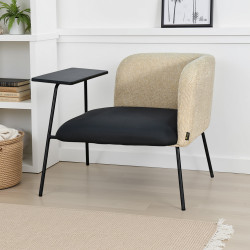 كرسي مفرد موردن جلد بظهر قماش مع طاولة مدمجة كرسي مفرد موردن جلد بظهر قماش مع طاولة مدمجة