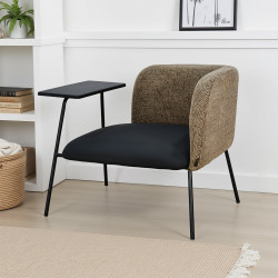 كرسي مفرد جلد بظهر قماش مع طاولة مدمجة كرسي مفرد جلد بظهر قماش مع طاولة مدمجة