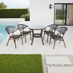 جلسة خارجية 4 مقاعد و طاولة بسطح زجاجي جلسة خارجية 4 مقاعد و طاولة بسطح زجاجي