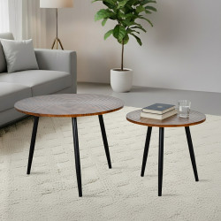 طقم طاولات خدمة 2 قطعة خشب بني طقم طاولات خدمة 2 قطعة خشب بني