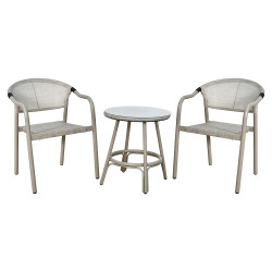 جلسة خارجية 2 مقعد و طاولة بسطح زجاجي جلسة خارجية 2 مقعد و طاولة بسطح زجاجي