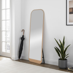 مرآة استاند معدن بإطار خشبي عصري مرآة استاند معدن بإطار خشبي عصري