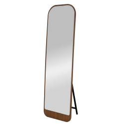 مرآة استاند معدن بإطار خشبي عصري بني مرآة استاند معدن بإطار خشبي عصري بني