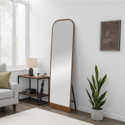 مرآة استاند معدن بإطار خشبي عصري بني مرآة استاند معدن بإطار خشبي عصري بني