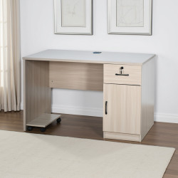 مكتب خشبي مودرن بقاعدة متحركة مع خزانة بيج مكتب خشبي مودرن بقاعدة متحركة مع خزانة بيج