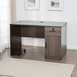 مكتب خشبي مودرن بقاعدة متحركة مع خزانة مكتب خشبي مودرن بقاعدة متحركة مع خزانة