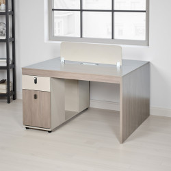 مكتب عمل مزدوج خشبي مع وحدات تخزين مكتب عمل مزدوج خشبي مع وحدات تخزين