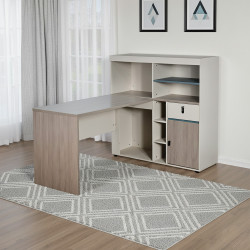 مكتب تنفيذي مودرن خشبي مع وحدات تخزين وأرفف مكتب تنفيذي مودرن خشبي مع وحدات تخزين وأرفف