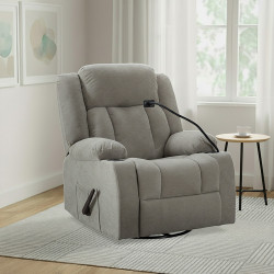 كرسي استرخاء هزاز دوار قماش بحامل جوال بيج غامق كرسي استرخاء هزاز دوار قماش بحامل جوال بيج غامق