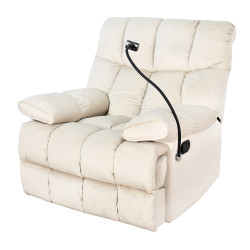 كرسي استرخاء فخم هزاز دوار بحامل جوال بيج فاتح كرسي استرخاء فخم هزاز دوار بحامل جوال بيج فاتح