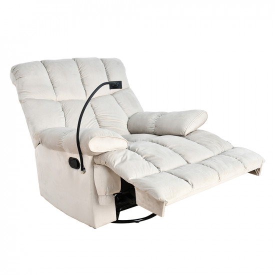 كرسي استرخاء فخم هزاز دوار بحامل جوال رمادي فاتح كرسي استرخاء فخم هزاز دوار بحامل جوال رمادي فاتح