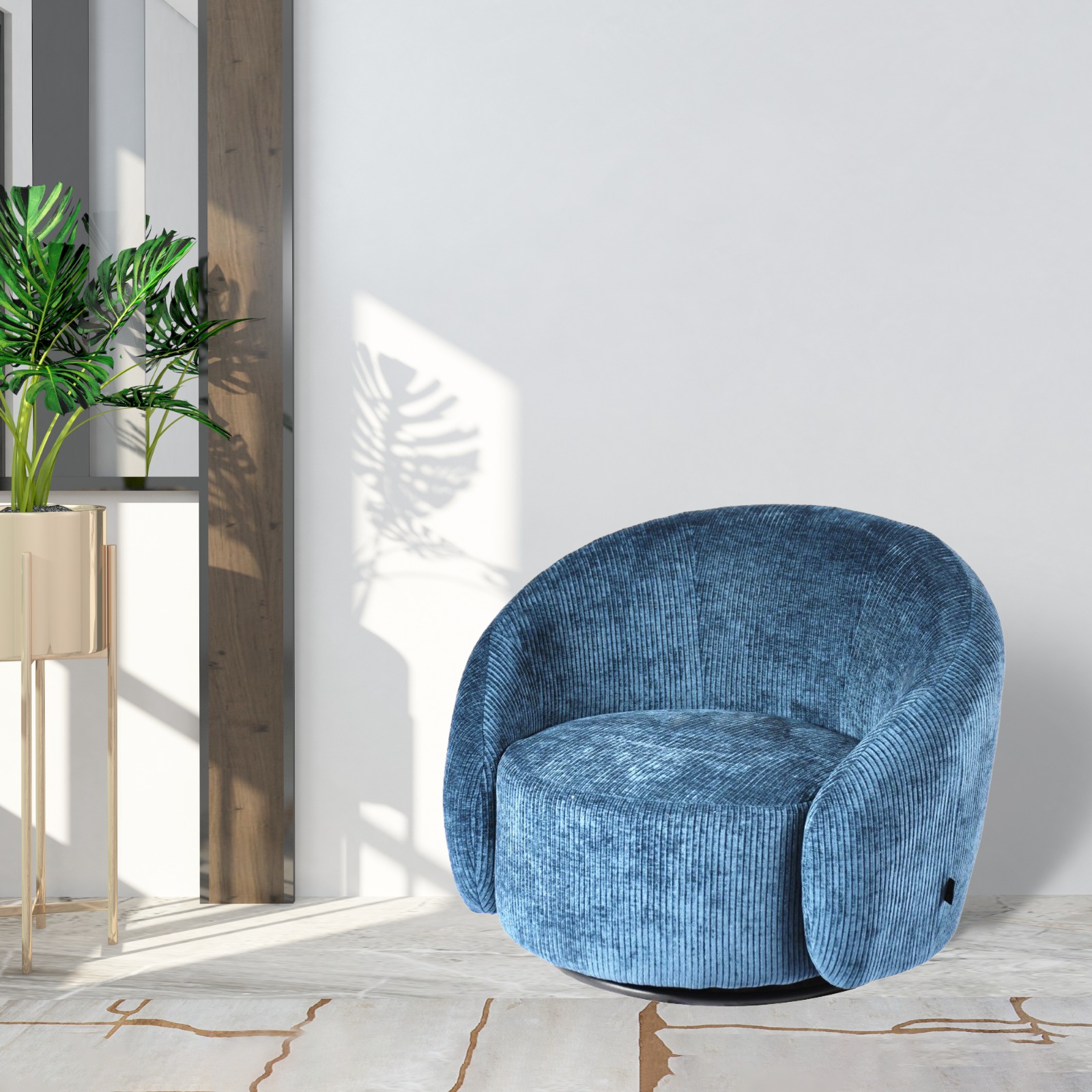 كرسي استرخاء دوار أزرق