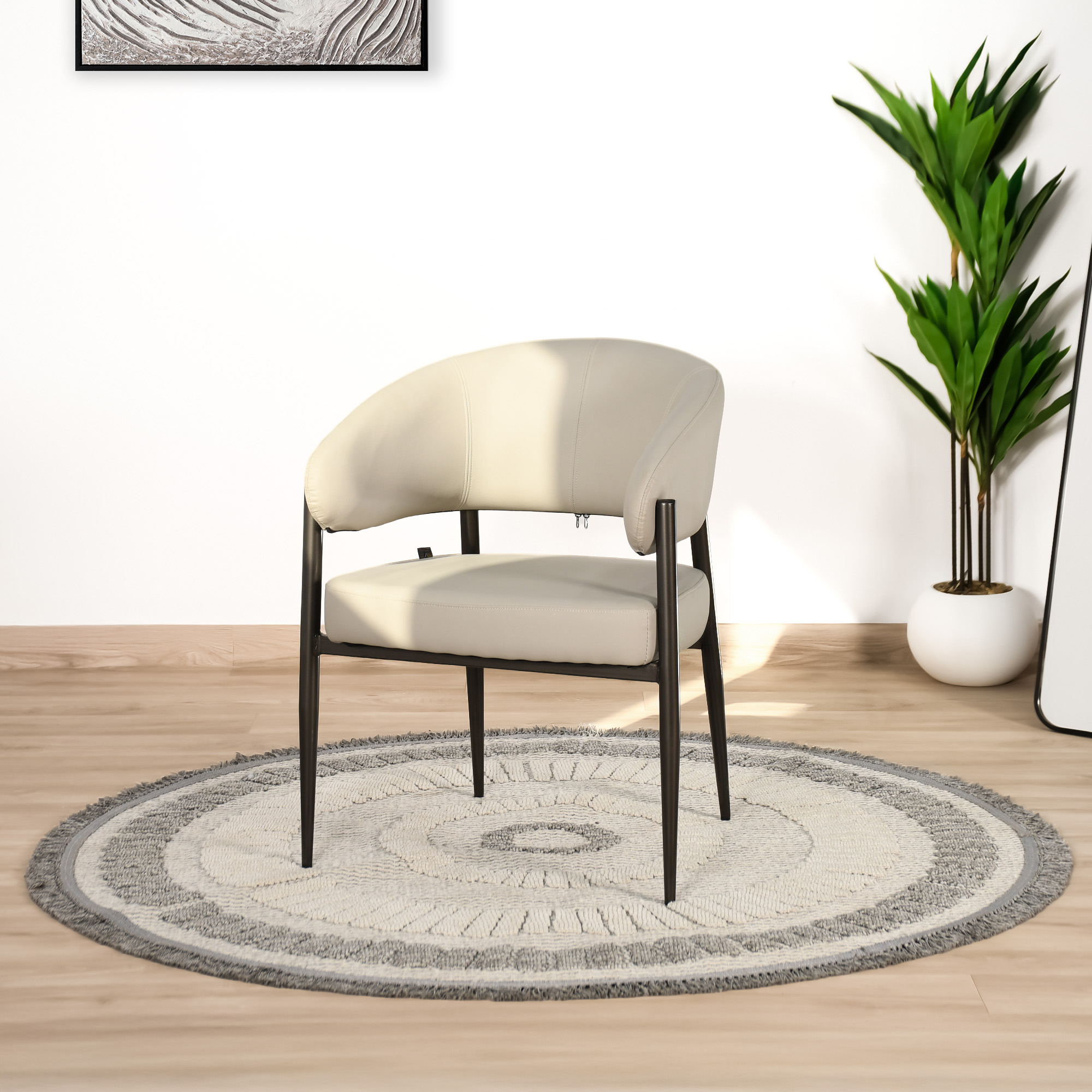 كرسي جلد بيج عصري لمكاتب الاستقبال