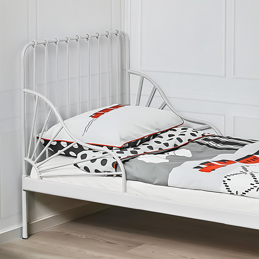 سرير معدن أبيض بتصميم عصري 170x80 سم