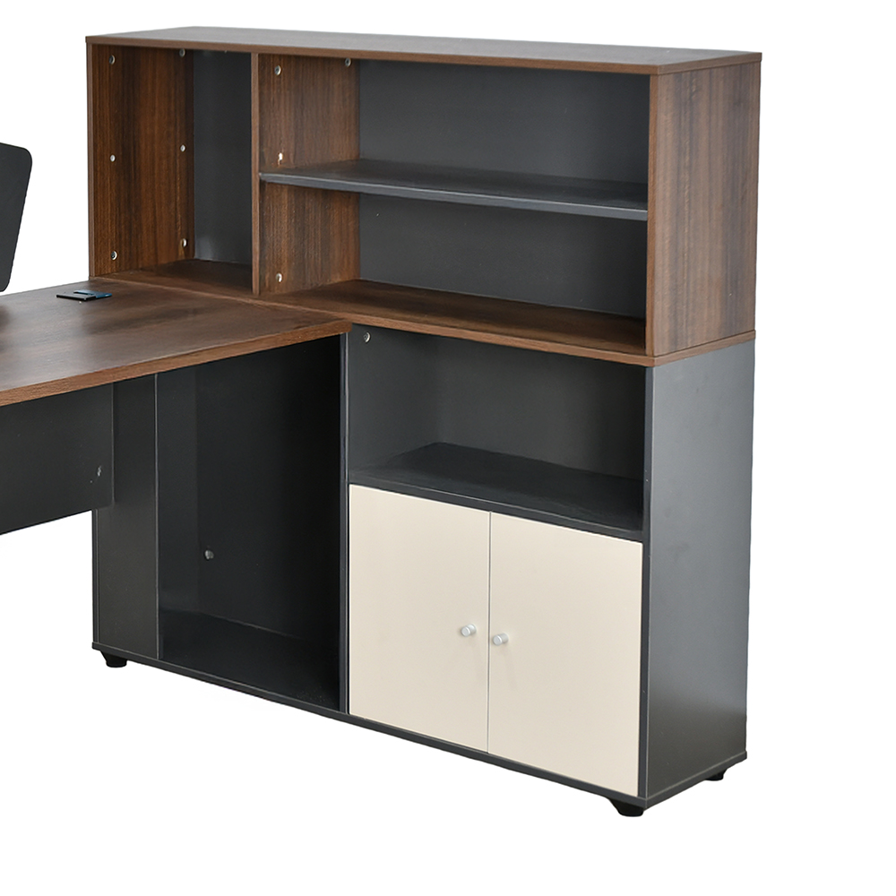 مكتب إداري خشبي مع وحدات تخزين