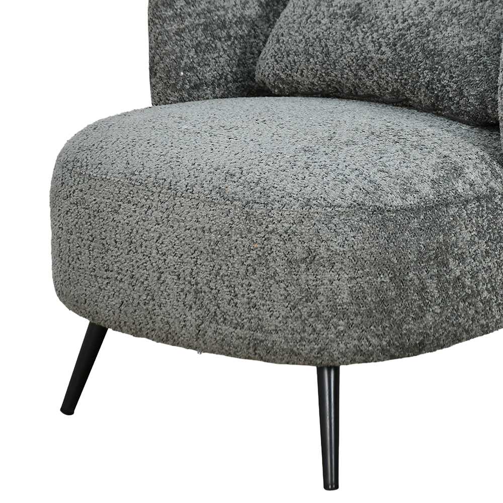 كرسي مفرد فخم مودرن قماش بظهر جلد رمادي غامق