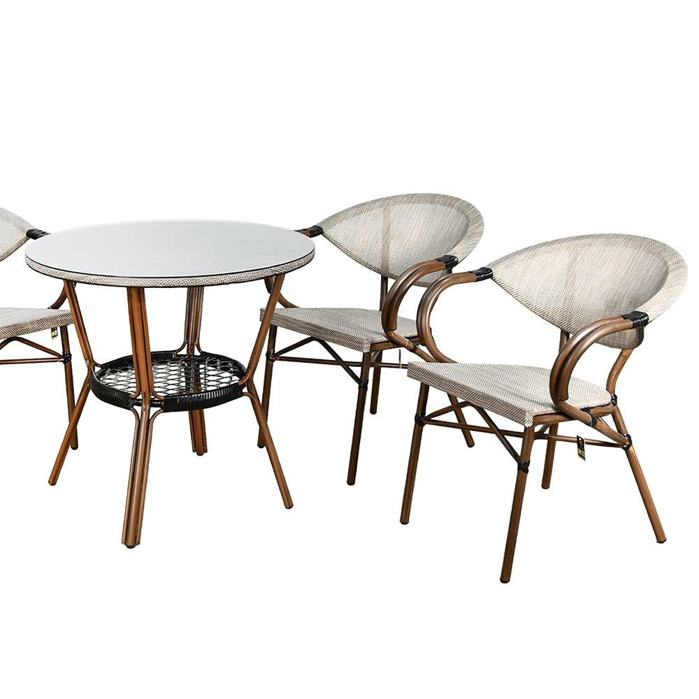 جلسة خارجية 4 مقاعد وطاولة بسطح زجاجي