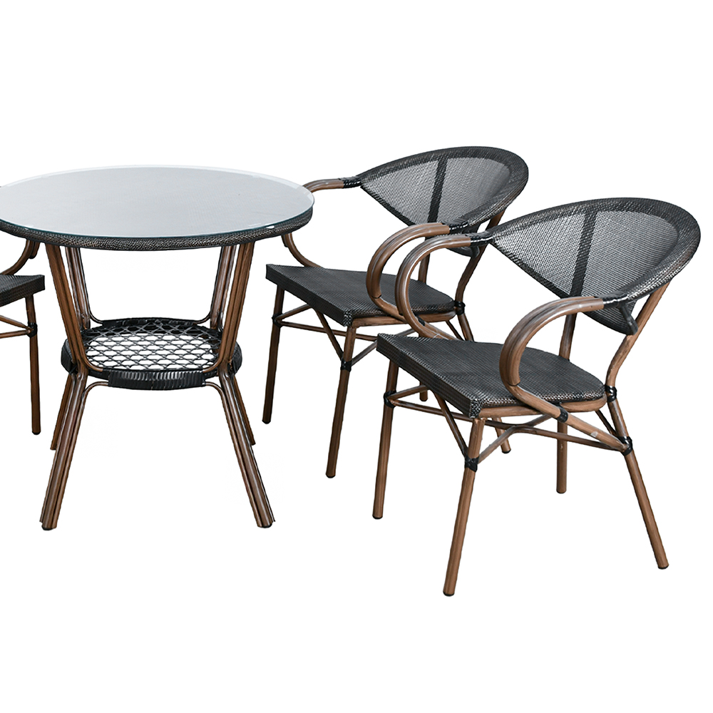 جلسة خارجية 4 مقاعد وطاولة بزجاج