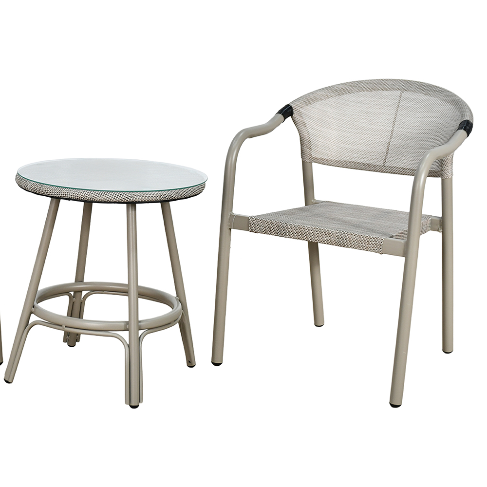 جلسة خارجية 2 مقعد وطاولة بسطح زجاجي