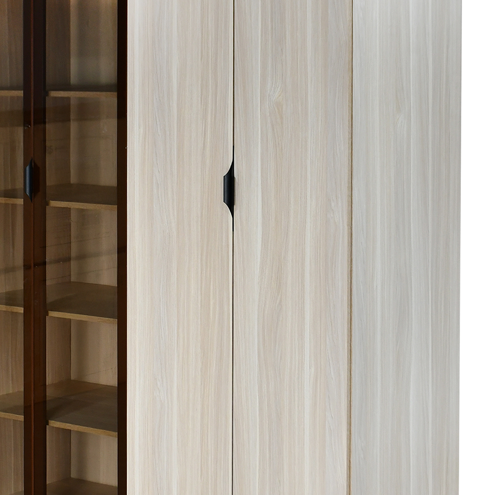 دولاب ملابس مودرن 6 باب خشب بأبواب زجاجية