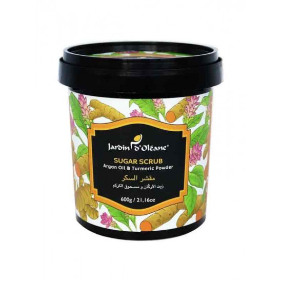 مقشر السكر بزيت الأركان ومسحوق الكركم من جاردن اوليان - 600 جرام