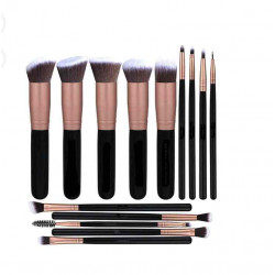 طقم فرش مكياج متعددة الاستخدام من 14 قطعة ذهبي وردي/أسود