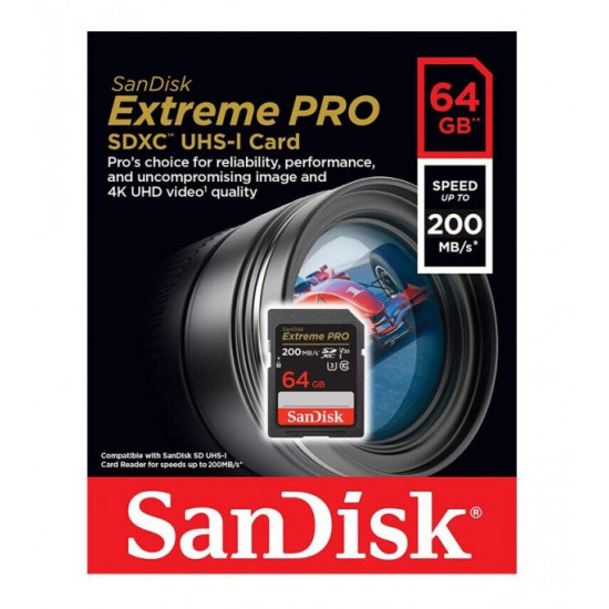 SanDisk Extreme PRO SDXC 64GB 200MB/S V30 UHS-I Card