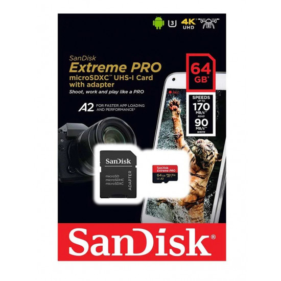 Sandisk Extreme Pro 64GB MicroSDXC Class 10 Memory Card
