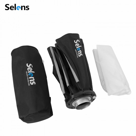 Selens 60cm Octagon Umbrella Softbox w/Grid Quick Set-up Bowens Mount For Flash