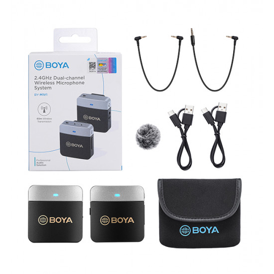 BOYA BY-M1V1 2.4GHz Dual-Channel Wireless Microphone System BOYA BY-M1V1 2.4GHz Dual-Channel Wireless Microphone System