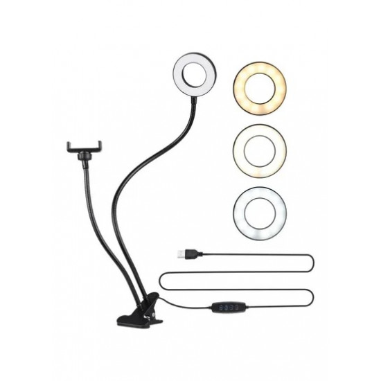 Selfie And Phone Ring Light Holder Clip On-Black Selfie And Phone Ring Light Holder Clip On-Black